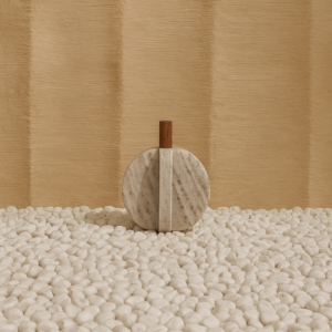 تحفة ديكور رخامية يقطين متشابك وسط - بيج وبني