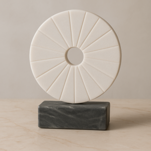 تحفة ديكور رخامية ديميت - ابيض رمادي ورمادي غامق