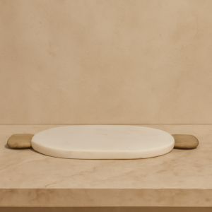 صينية تقديم رخام 43 سم - ابيض ومتعدد الالوان