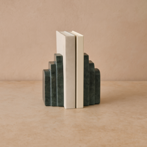 تحفة حاجز كتب رخامي شكل قوس - اخضر غامق