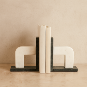 تحفة حاجز كتب رخامي شكل حاجز - اخضر غامق وابيض