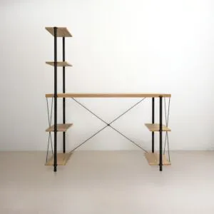 مكتب مع وحدة أرفف - خشبي فاتح