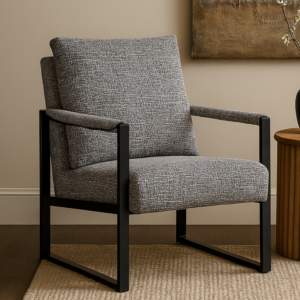 كرسي مفرد بذراعين رانو - رمادي واسود