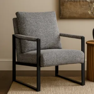 كرسي مفرد بذراعين رانو - رمادي واسود