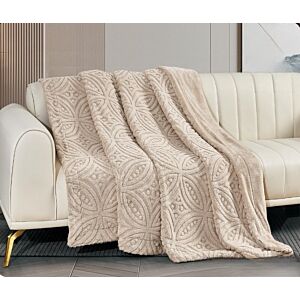 بطانية مفرد جاكار فرو 170x230 - بيج