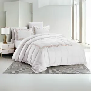 طقم لحاف كينج ستريم لايف مطرز 6 قطع - كريمي