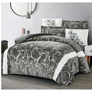 طقم لحاف كينغ مخمل ايما - 6 قطع - رصاصي غامق