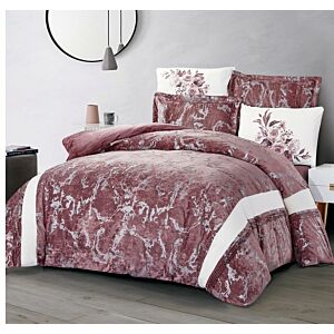 طقم لحاف كينغ مخمل ايما - 6 قطع - لحمي غامق