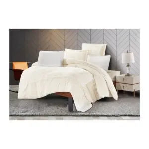 لحاف كينج مخمل ناعم 6 قطع - بيج