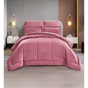 لحاف كينج ساده بطانية 3 قطع - وردي