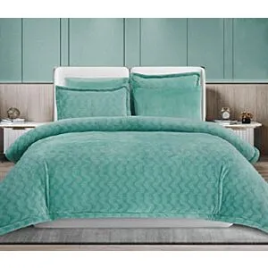 طقم لحاف كينج جاكار ريسنا فرو ساده 6 قطع - تركواز