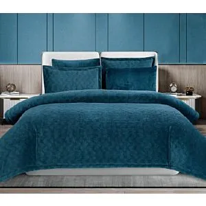 طقم لحاف كينج جاكار ريسنا فرو ساده 6 قطع - كحلي