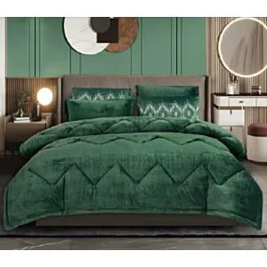 طقم لحاف كينج ساده 6 قطع قارو - زيتي