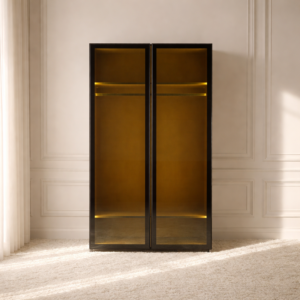 دولاب ملابس كوستا - بابين و وحدتي أرفف وتعليق - رمادي واسود