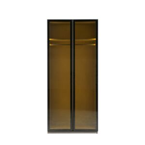 دولاب ملابس كوستا - بابين و وحدة أرفف وتعليق - رمادي واسود