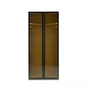 دولاب ملابس كوستا - بابين و وحدة أرفف وتعليق - رمادي واسود