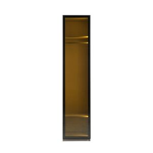 دولاب ملابس كوستا - باب و وحدتي أرفف وتعليق - رمادي واسود