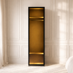 دولاب ملابس كوستا - باب و وحدتي أرفف وتعليق - رمادي واسود