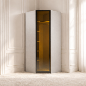 دولاب ملابس زاوية كوستا - أرفف وتعليق - رمادي واسود