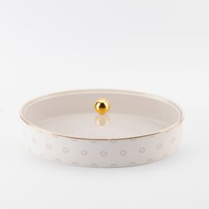 صحن تمر كبير من أثير - بيج وذهبي