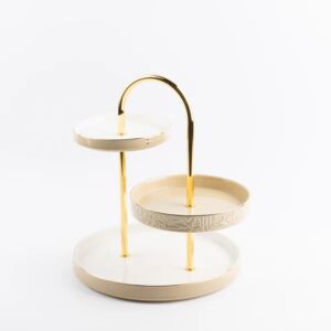 Jiwar 3-Tier Cake and Dessert Stand - Cream and Gold