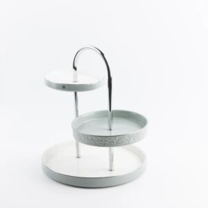 Jiwar 3-Tier Cake and Dessert Stand - Green and Silver