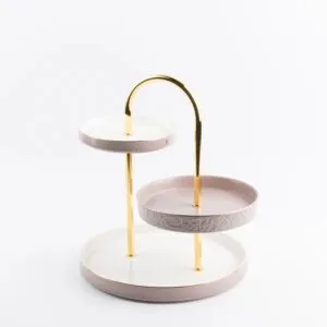 حامل كيك وحلويات 3 طبقات من جوار - بنفسجي وذهبي