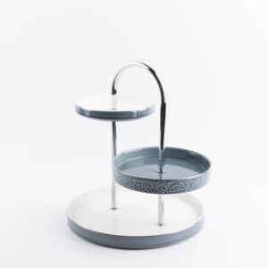 Jiwar 3-Tier Cake and Dessert Stand - Blue and Silver