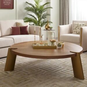 طاولة قهوة مافا  - نحاسي وبني