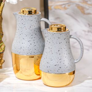 طقم ترامس شاي او قهوة براجي - رمادي وذهبي