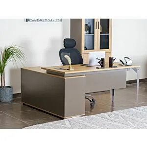 مكتب ميامي مع ملحق 180 سم - رمادي وبيج