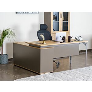 مكتب ميامي مع ملحق 160 سم - رمادي وبيج