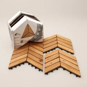 أرضيات  خشب 12 قطعة مثلثة الشكل بني فاتح 