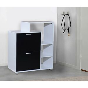 خزانة أحذية دورين مع رفوف  خارجية فلينسيا لون أبيض وأسود