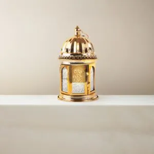 فانوس رمضان سيمون استيل لون ذهبي باضاءه LED صوت