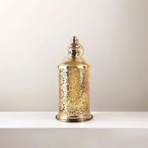 فانوس رمضان جوردن استيل لون ذهبي دائري باضاءة LED