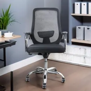 كرسي مكتب متحرك بعجل قابل للتعديل - أسود