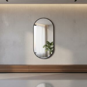 مرآة جدارية بيضاوية لومين 140 سم - اسود