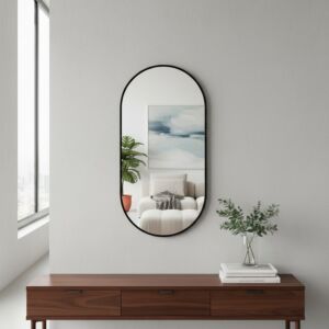 مرآة جدارية بيضاوية لومين 120 سم - اسود