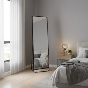 مرآة مقاومة للكسر مع ستاند غلوريا 160 سم - اسود