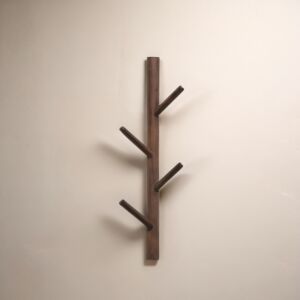 علاقة ملابس جدارية وودي - بني غامق