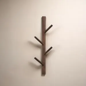 علاقة ملابس جدارية وودي - بني غامق