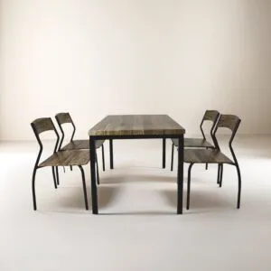 طقم طاولة طعام مستطيلة مع 4 كراسي خشب ماكيل  متعددة الألوان