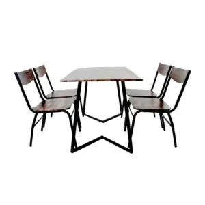 طقم طاولة طعام مع 4 كراسي روزيتان لون بني غامق وأسود