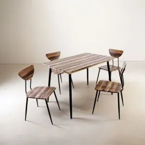 طقم طاولة طعام مودرن مستطيلة مع 4 كراسي ميركو لون خشبي وأسود