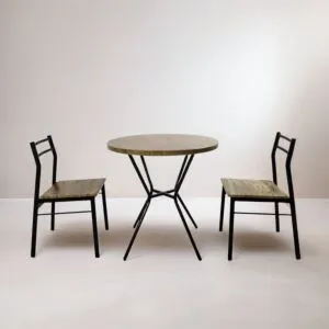 طقم طاولة طعام دائرية ليفانال مع 2 كراسي خشب بيج