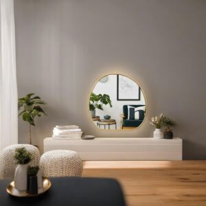 مرآة حائط سيمي  -  ذهبي