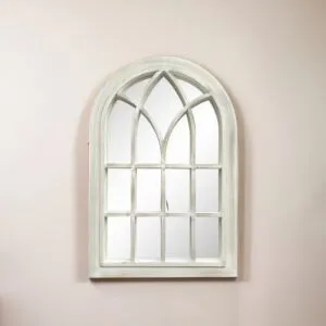 مرآة حائط شكل شباك معتق شيكالي  -  أبيض 