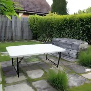 طاولة فايبر مستطيلة قابلة للطي 122x61 - أبيض