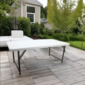 طاولة فايبر مستطيلة قابلة للطي 122x61 - أبيض وأسود